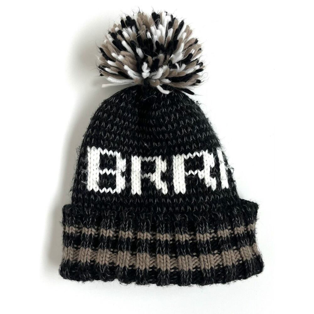 Steve Madden Ribbed Knit Beanie Hat with Pom Pom Multicolor Winter￼